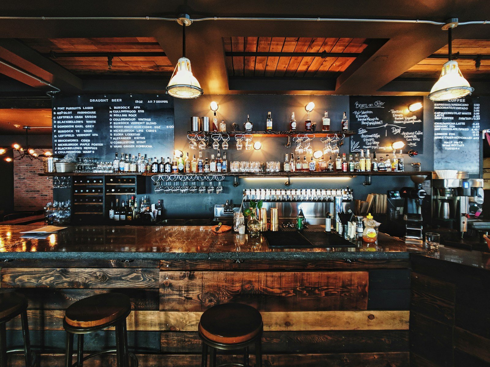 Warm restaurant dining room