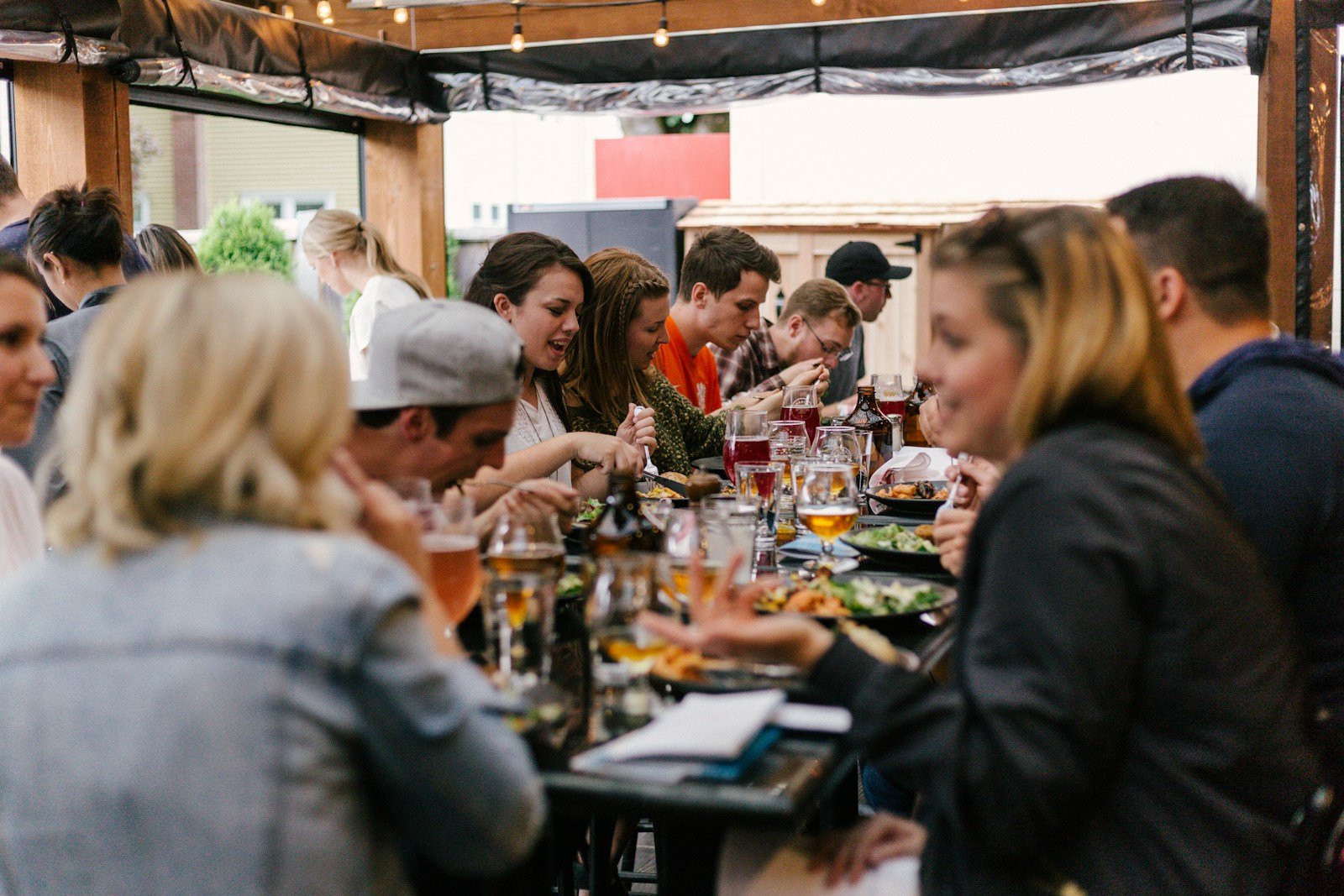 Guests enjoying dinner together