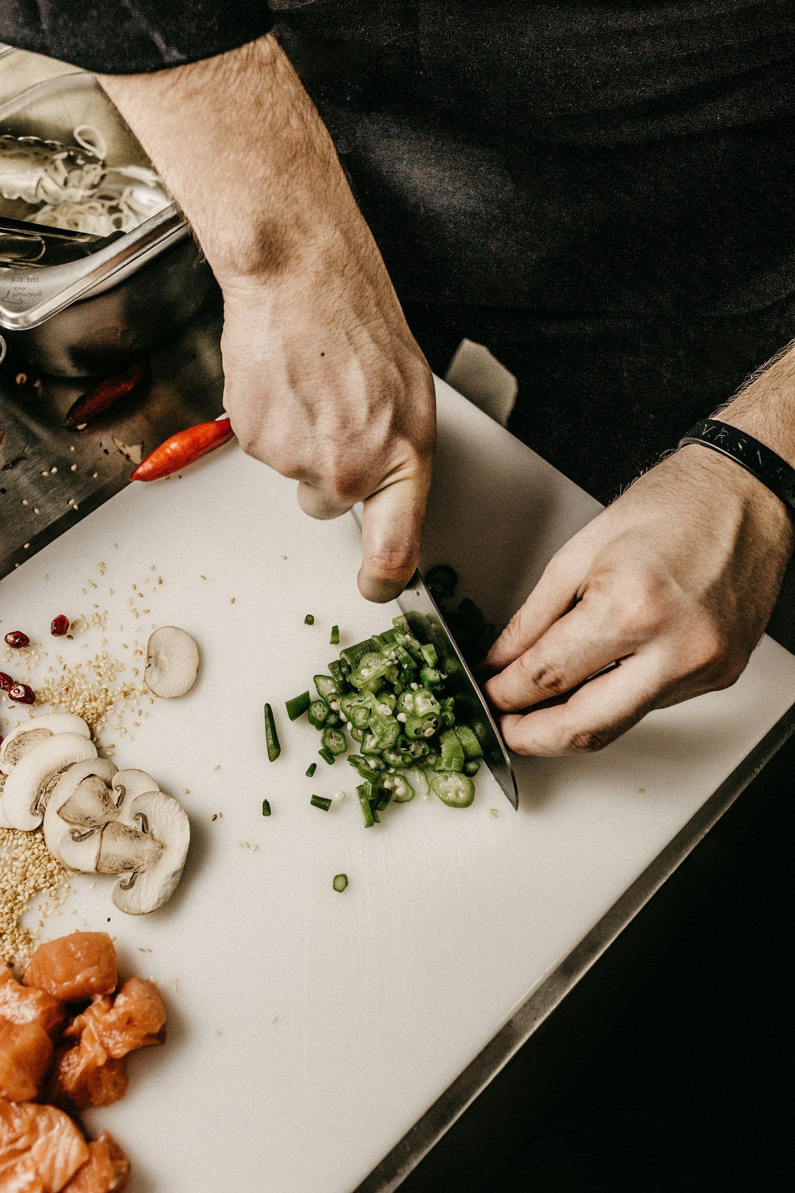Chef preparing food in the restaurant kitchen